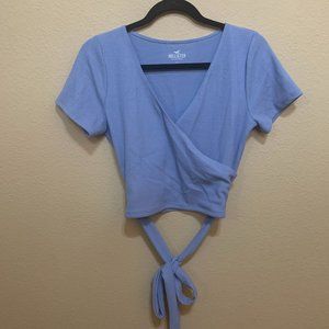 Hollister Cropped V-neck Wrap Top with Tie
